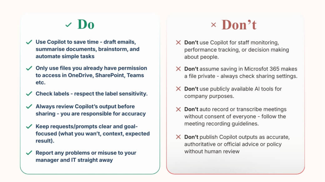Do's and don'ts of responsible AI transformation with Copilot